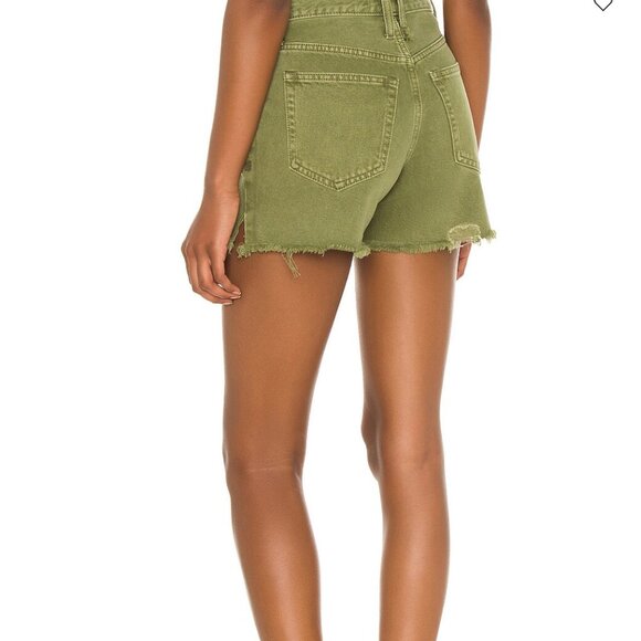 FREE PEOPLE Makai Ripped Cutoff Denim Shorts In Green - Picture 8 of 8